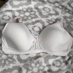 38D George wire free t-shirt soft cup striped pastel light pink bra bow